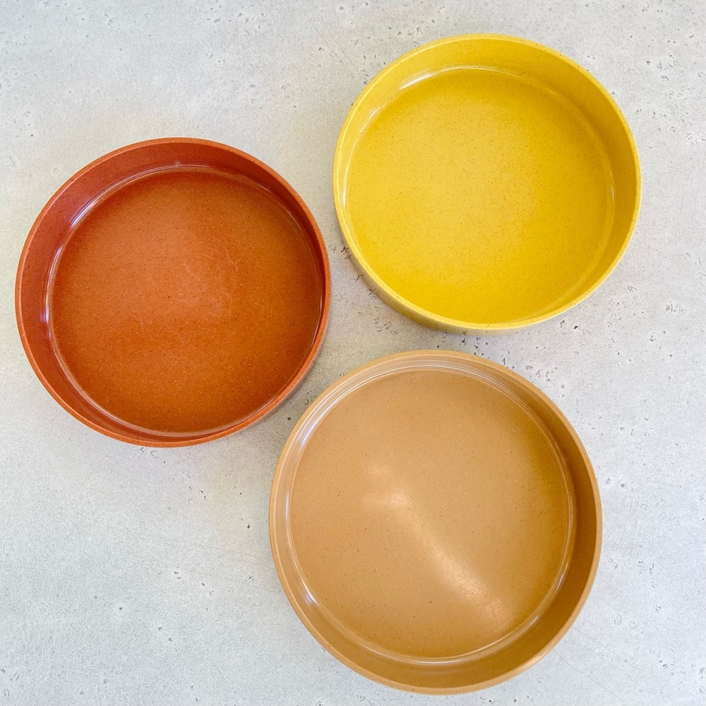 Set Of 3 Vintage Retro Oblique By PMC Speckled Melamine Stacking Bowls